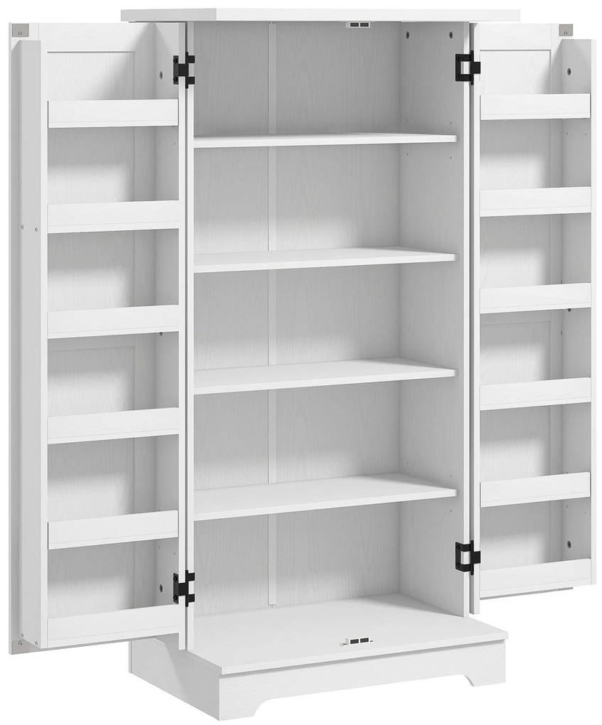 HOMCOM Bufet bucătărie dulap de bucătărie 5 niveluri cu uși și rafturi reglabile 60l x 40P x 120H cm aspect lemn crem | Aosom Romania