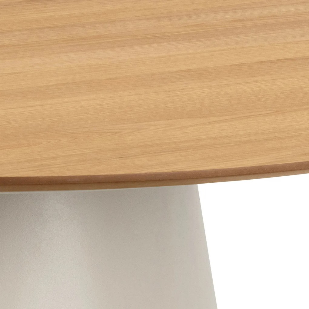 MAZZONI EXPORT BOSCO Stejar natural/picior bej (Cașmir) - MASĂ ROTUNDĂ 120 cm PENTRU BUCĂTĂRIE SUFRAGERIE SALON FURNIR