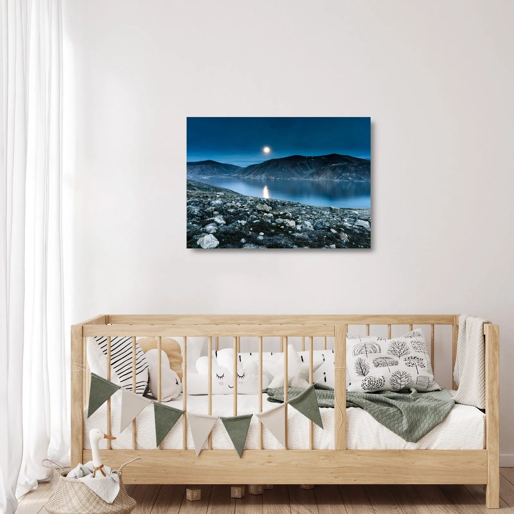 Tablou pe sticlă - Islanda noaptea (70x50 cm)