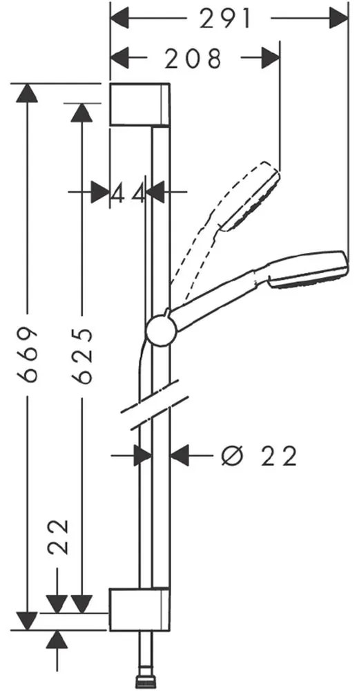 Set de dus cu bara crom Hansgrohe, Crometta 100 Crom