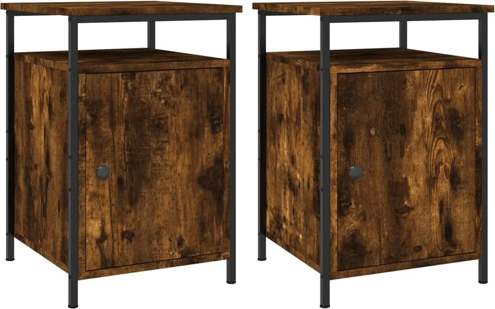 vidaXL Noptiere, 2 buc., stejar fumuriu, 40x42x60 cm, lemn prelucrat