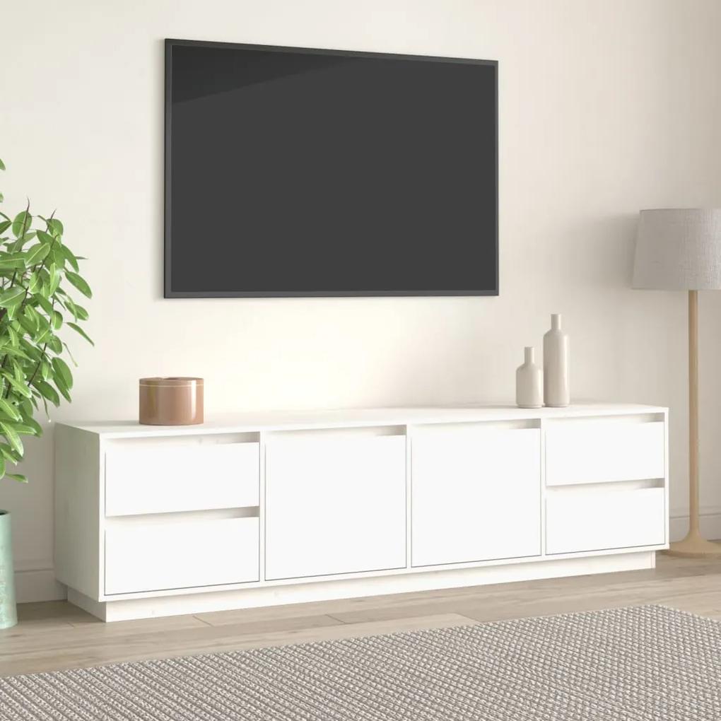 814320 vidaXL Comodă TV, alb, 176x37x47,5 cm, lemn masiv de pin