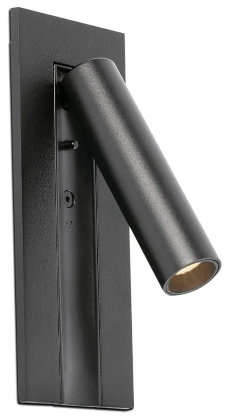 Aplica cu reader LED directionabil stil minimalist GABO negru