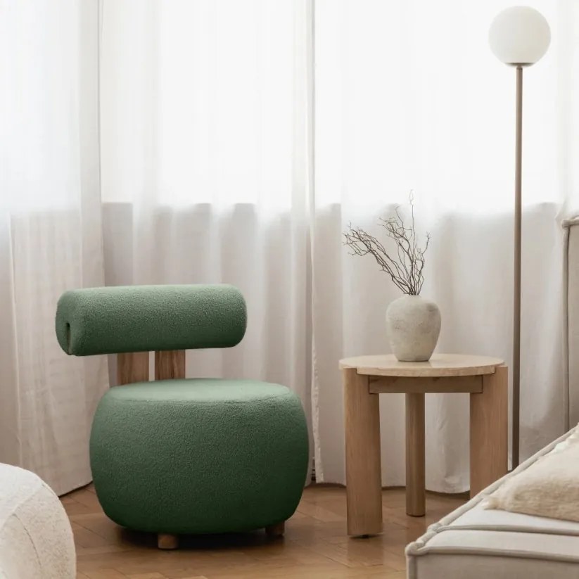 Fotoliu design verde închis HANNA, stejar