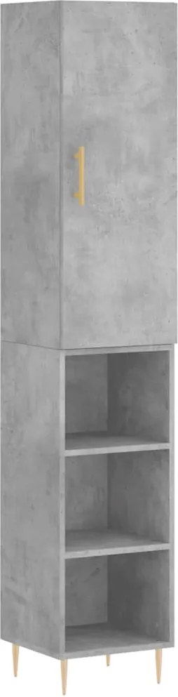 vidaXL Dulap înalt, gri beton, 34,5x34x180 cm, lemn prelucrat