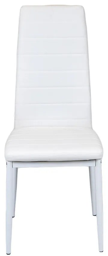 Scaun de masă Tino NOVA, piele textilă albă + metal - alb