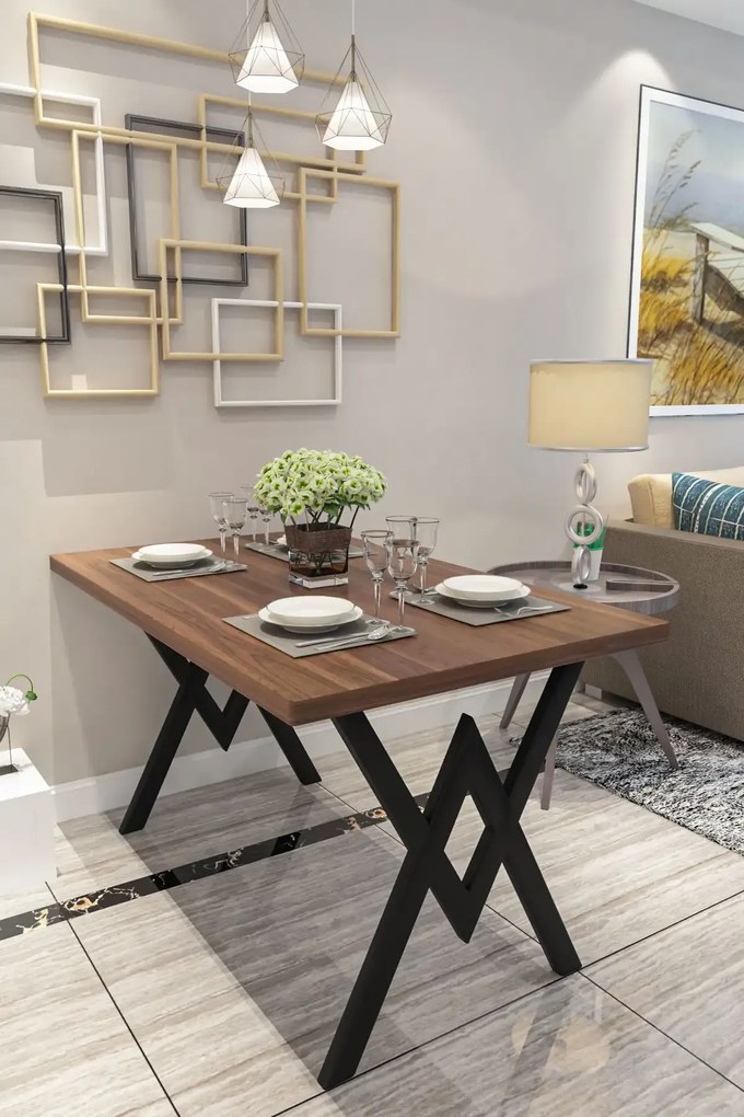 Masa bucatarie texturata, nuc-negru,120x80x75 cm, 30411