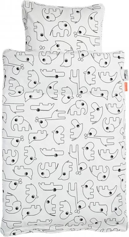 Lenjerie pat alb/negru din bumbac 70x100/40x45 cm White Done by Deer