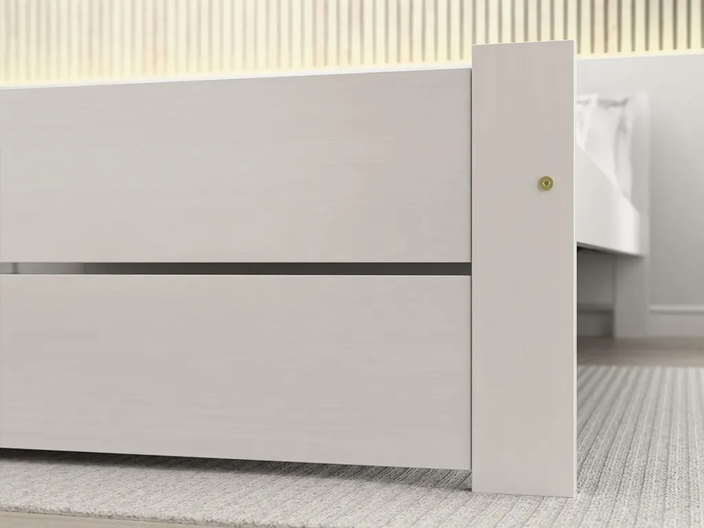 Pat de o persoana Culoare alb, IKAROS DOUBLE 90 x 200 cm Saltele: Cu saltele Somnia 18 cm, Somiera pat: Cu lamele curbate