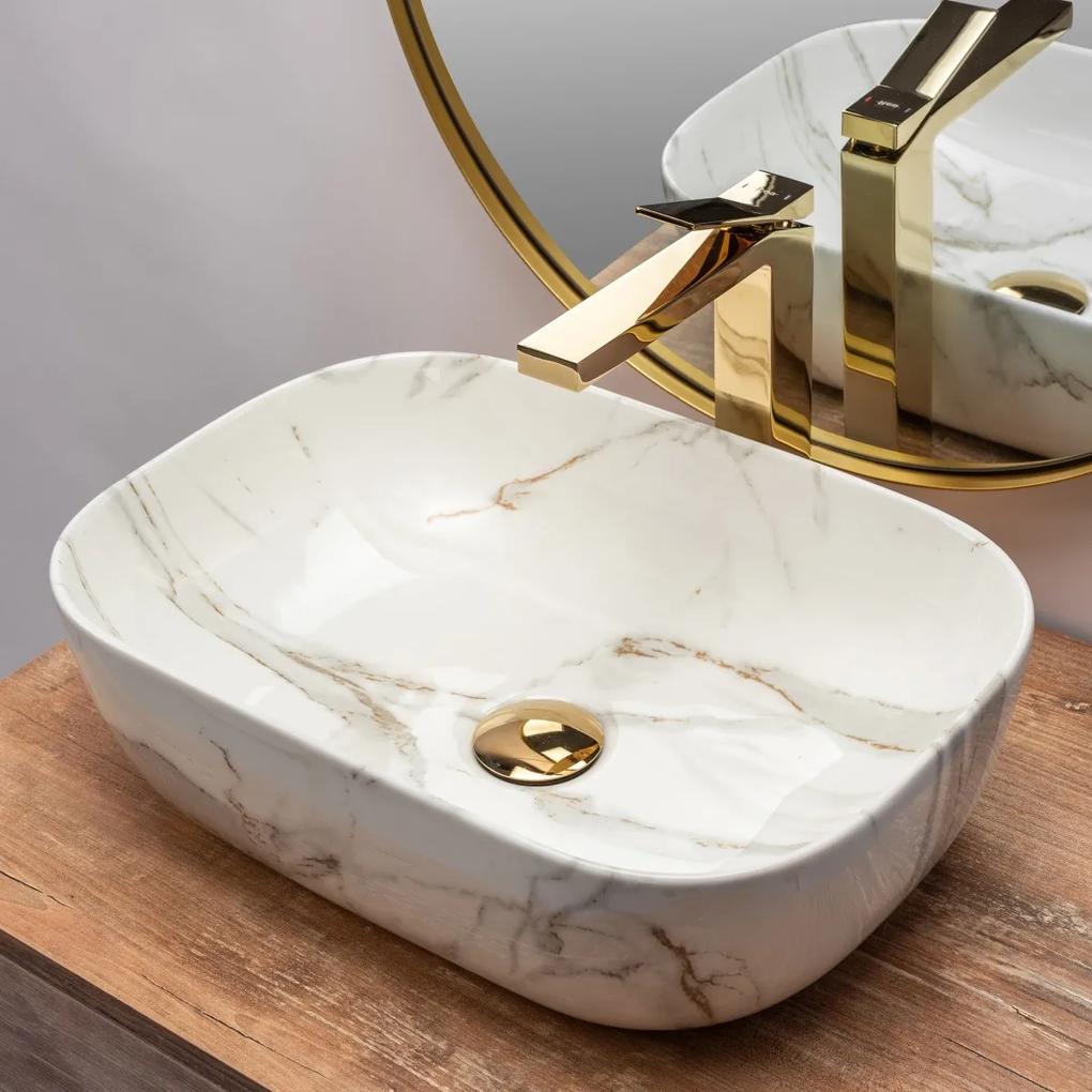 Lavoar Belinda Shiny marmura ceramica sanitara - 46 cm
