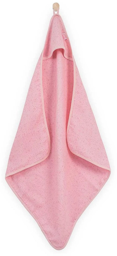 Prosop bebe cu gluga, Mini dots, 75x75 cm, bumbac hidrofil, roz