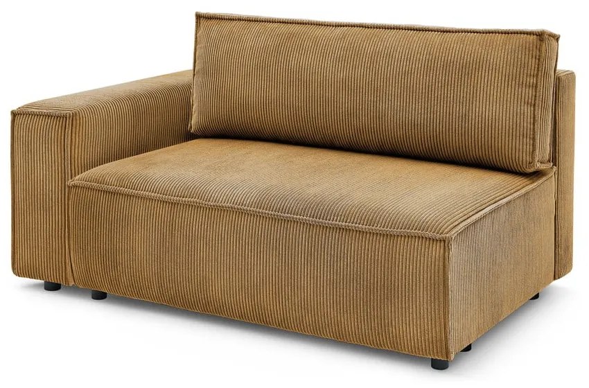 Modul pentru canapea galben muștar cu tapițerie din catifea reiată (cu colț pe partea stângă ) Nihad modular – Bobochic Paris