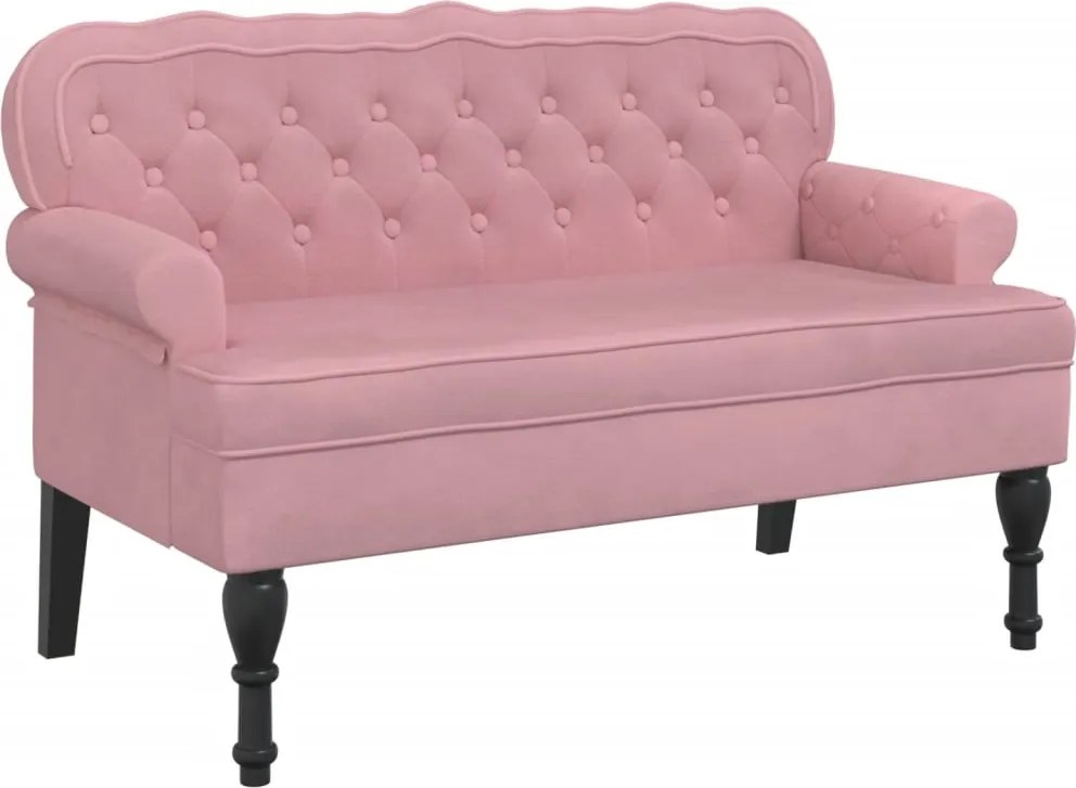 vidaXL Banchetă cu spătar, roz, 119,5x64,5x75 cm, catifea