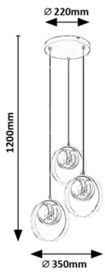 Lustră pe cablu PEYTON 3xE14/15W/230V Rabalux 72063