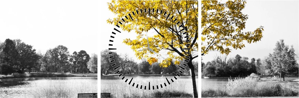 Tablou - relaxare în parc (cu ceas) (90x30 cm)