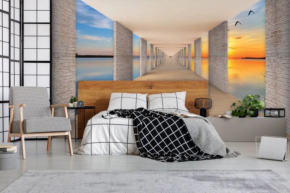 Fototapet - Tunel cu privire spre lac (152,5x104 cm)