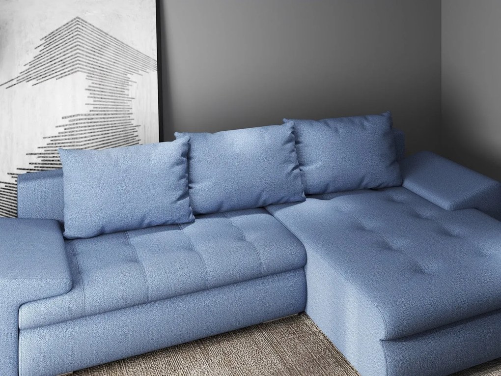 Colțar extensibil dumonde cu ladă de depozitare si sezut confortabil din spuma high-density, Leonardo Enjoy Albastru 260x185 cm II