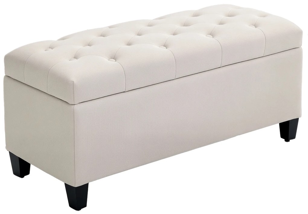 HOMCOM Banc de rangement taburet salon cap de pat cufar de depozitare pentru salon, camera, intrare, 100 x 40 x 44 cm, alb | Aosom Romania