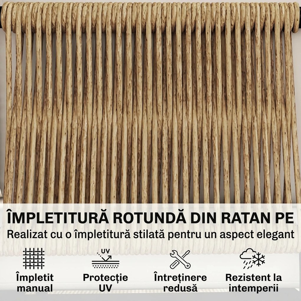 Outsunny Set Grădină, 5 Piese, Rattan Modular în L cu Perne, Culoare Bej | Aosom Romania