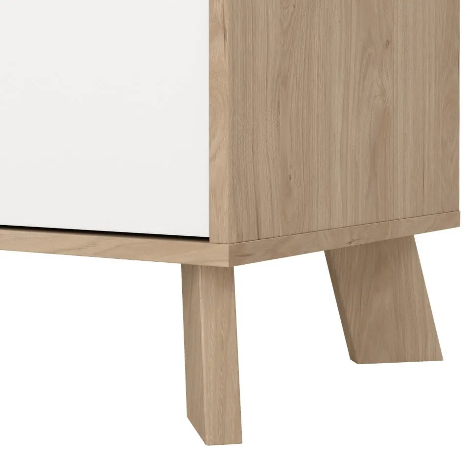 Comodă albă-în culoare naturală cu aspect de lemn de stejar 196x73x39 cm Ikast – Tvilum