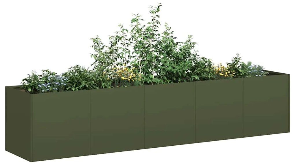 vidaXL Jardinieră verde măsline 200x40x40 cm oțel laminat la rece