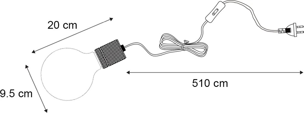 Lumină suspendată de Crăciun neagră cu ștecher, incluzând LED, sticlă ambră, stea - Cavalux