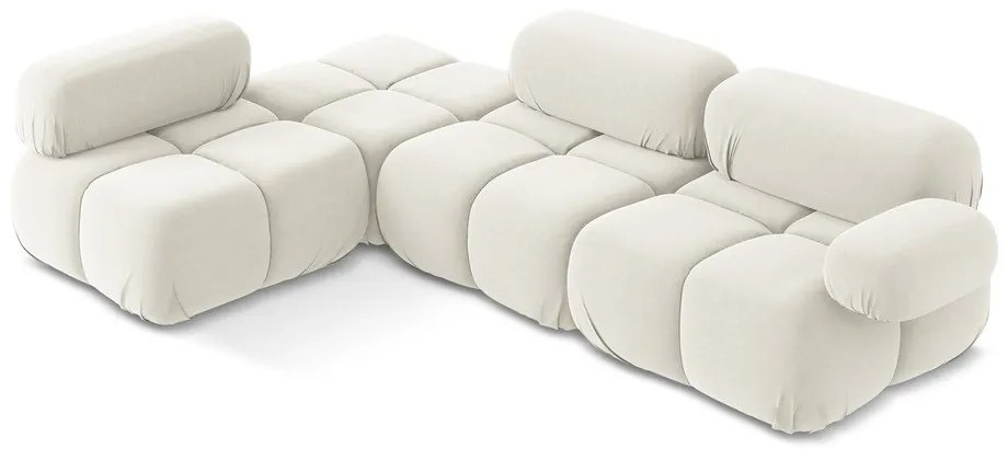 Colțar modular alb cu tapițerie din catifea (cu colț pe partea stângă) Lokua – Makamii