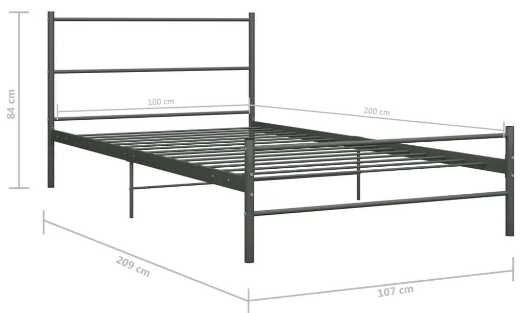 Cadru de pat, gri, 100 x 200 cm, metal Gri, 100 x 200 cm