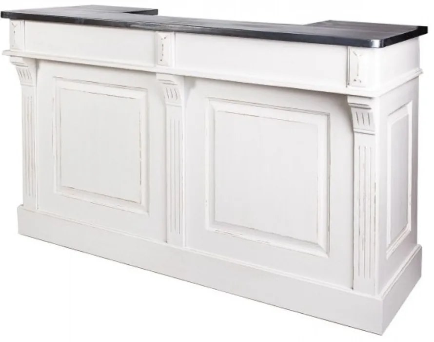 Mobilier bar alb din lemn masiv si metal, 2 sertare, Brooklyn