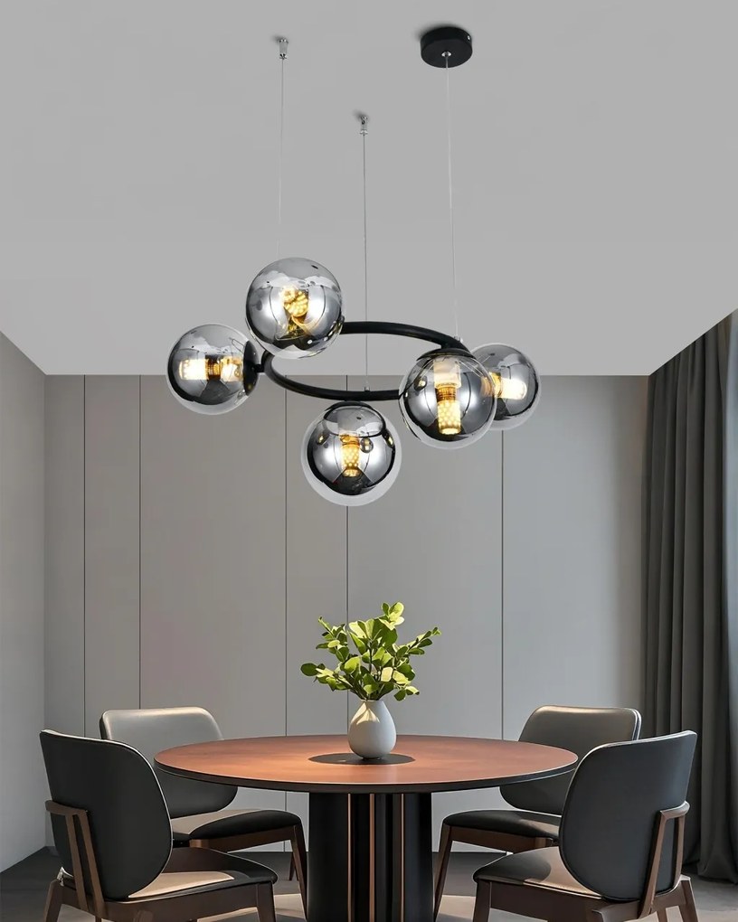 💡 Pendul Modern N6805/5 – Eleganță Industrială cu 5 Abajururi