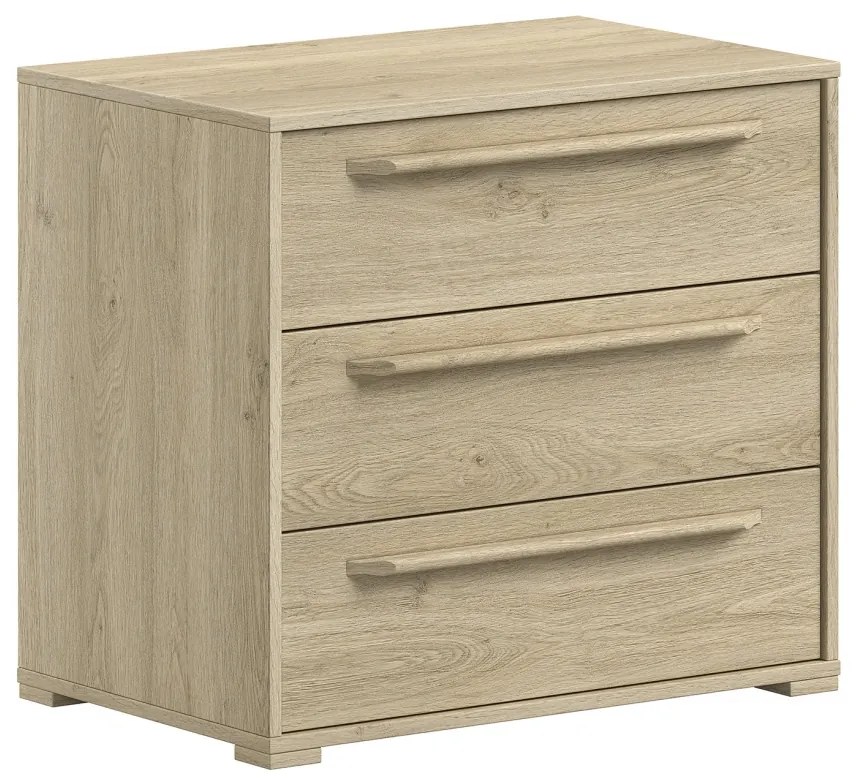 Comodă pentru copii cu 3 sertare finisaj stejar din colecția Sam – cu raft interior – Vipack