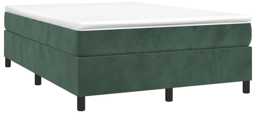 Cadru de pat box spring, verde inchis, 140x190 cm, catifea Verde inchis, 35 cm, 140 x 190 cm