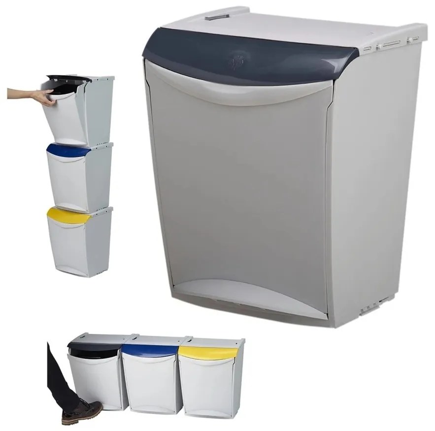 Denox Ekosystem Coș de gunoi pentru deșeurisortate 25 l, gri - mix