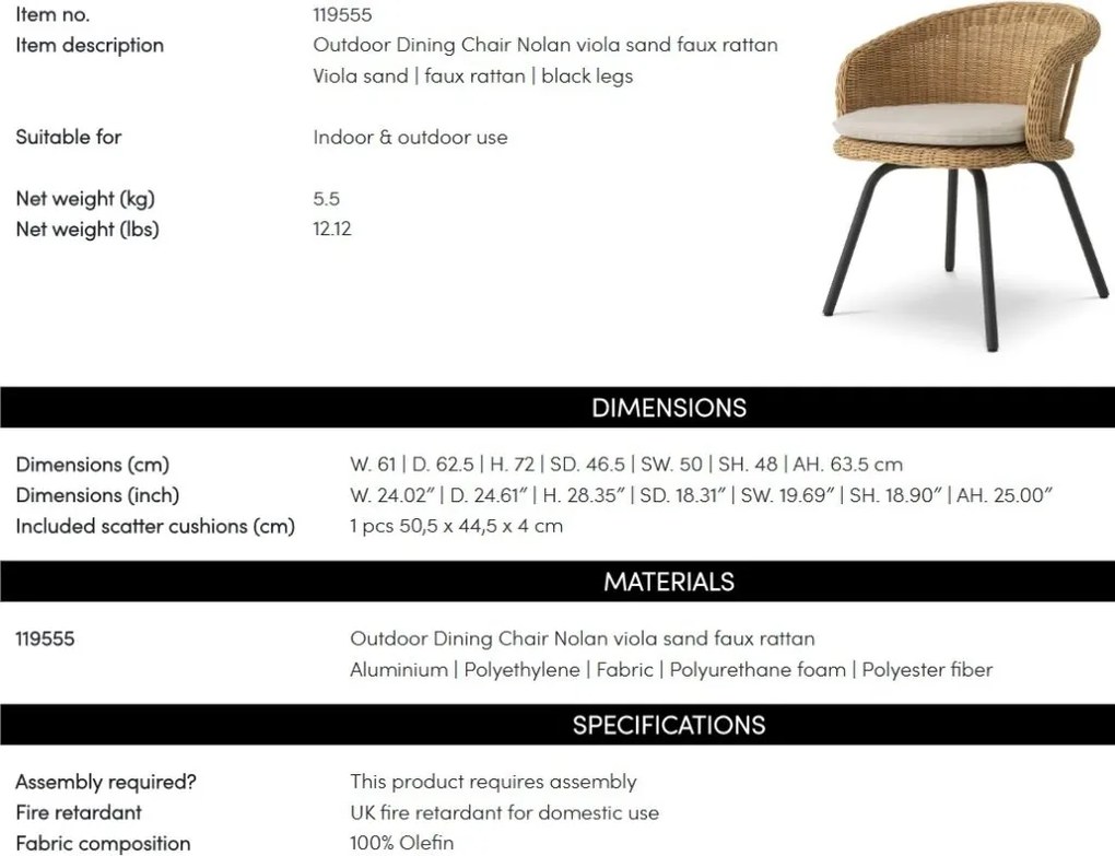 Scaun exterior/ interior design LUX, imitatie rattan, Nolan