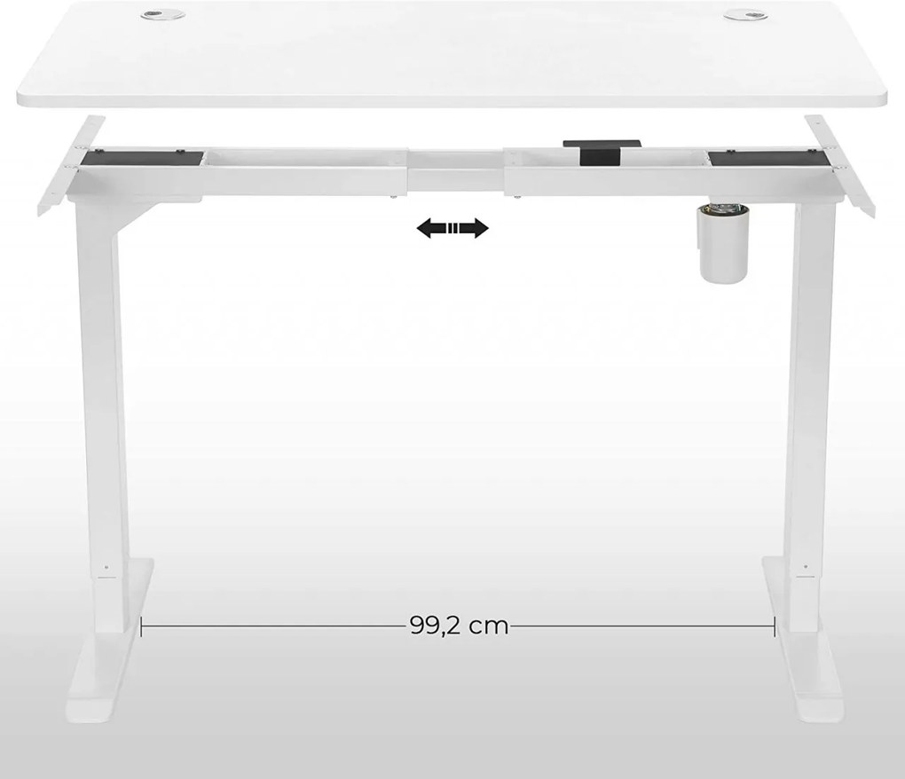 Blat birou reglabil, Songmics, Alb, 120x60x1.8 cm