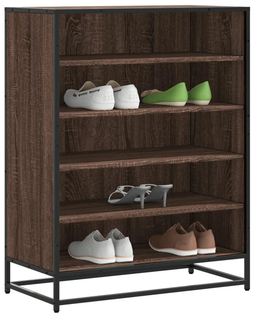 vidaXL Pantofar, stejar maro, 75x38x97,5 cm, lemn prelucrat/metal