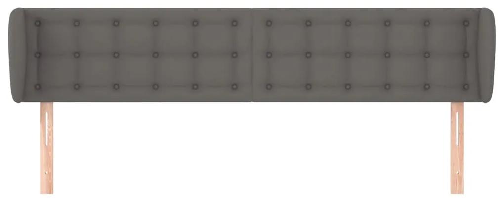 Tablie de pat cu aripioare gri 183x23x78 88 cm piele ecologica 1, Gri, 183 x 23 x 78 88 cm