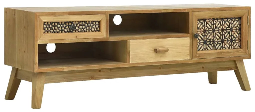 285768 vidaXL Comodă TV cu model sculptat, maro, 120 x 30 x 42 cm, lemn