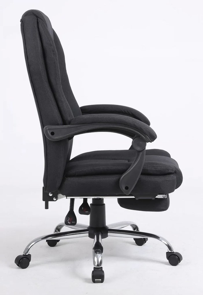 RESIGILAT- Scaun directorial, suport picioare, material textil, Negru,