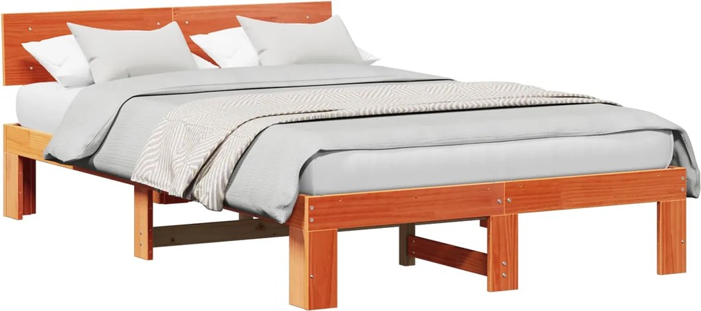 vidaXL Cadru de pat Maroniu cerat 120 x 190 cm Lemn de pin masiv