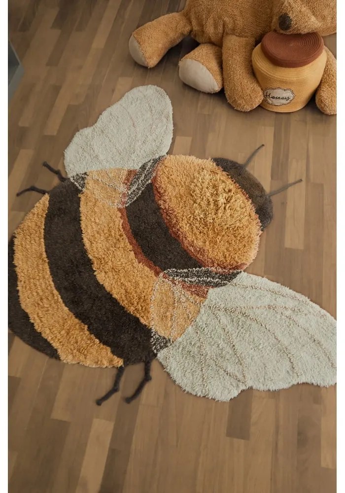 Covor pentru copii galben lavabil/țesut manual din bumbac 115x150 cm Bee – Lorena Canals