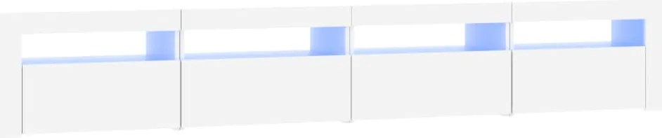 vidaXL Comodă TV cu lumini LED, alb, 240x35x40 cm