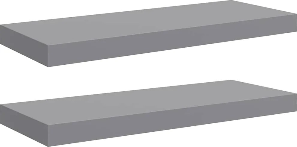 vidaXL Rafturi de perete suspendate, 2 buc., gri, 60x23,5x3,8 cm, MDF