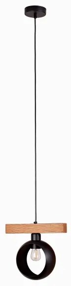 Duolla - Pendul pe cablu IRONLINE 1xE27/15W/230V pin stejar/negru