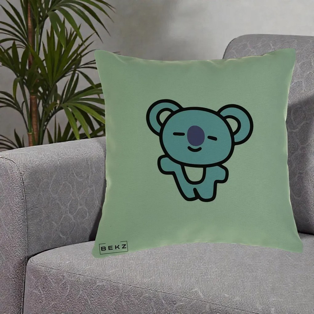 Perna Personalizata BT21 Koya Kawaii, 40x40 cm, Verde, Husa Detasabila, Perna Inclusa, BEKZ®