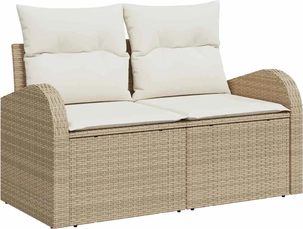 vidaXL Canapea de grădină cu pernă Bej 124 x 62 x 69cm poliratan