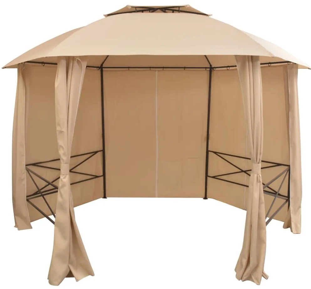 vidaXL Marchiză pavilion de grădină, perdele, hexagonal, 360x265 cm