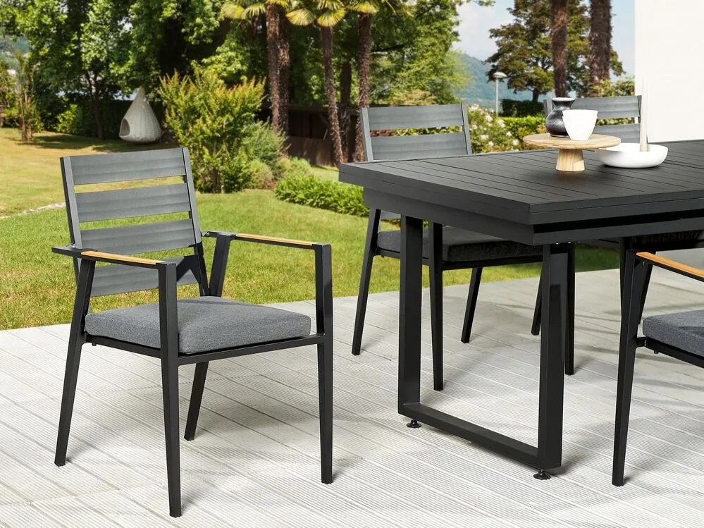 Set mobilier de grădină Valerian/Tavia (Negru + gri + maro) . 1076306