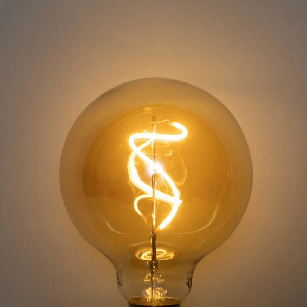 Set de 5 becuri LED dimabile E27 cu filament spiralat G95 4W 270LM 2700K