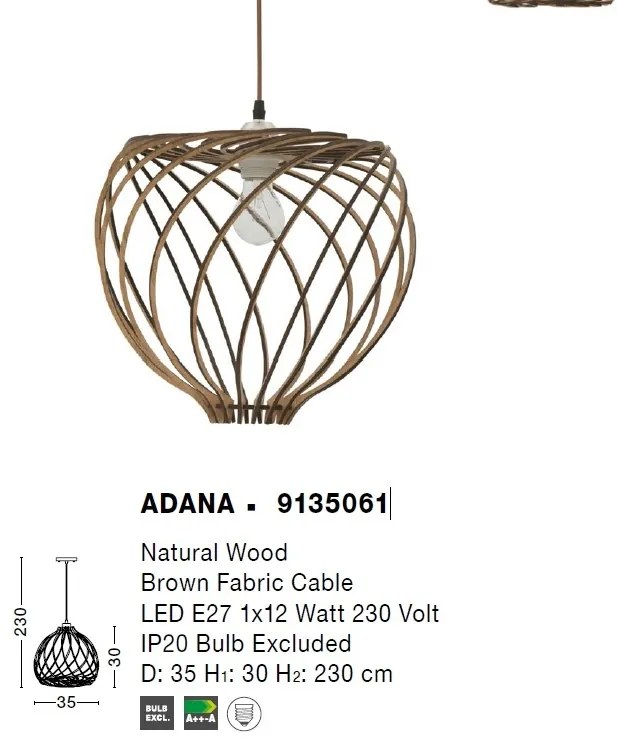 Lustra / Pendul modern design lemn natural Adana NVL-9135061